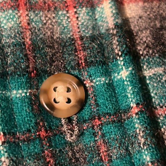 Vintage Pendleton Wool Teal Green |Gray Plaid Men's 60’s -70’s Button Down Shirt - Picture 17 of 17